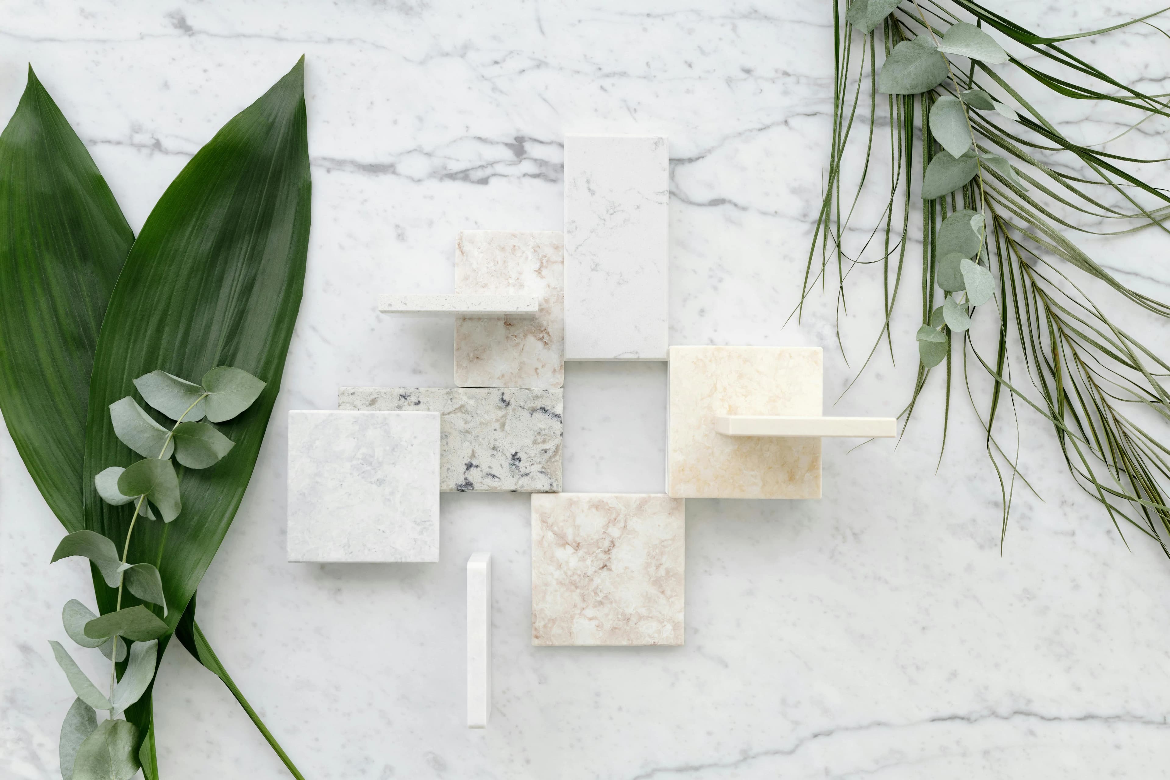 Tile and marble with leaves