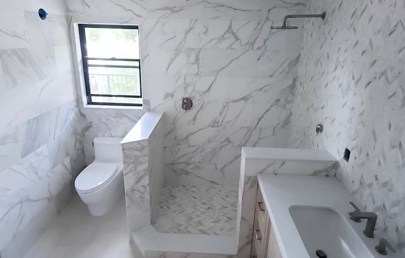 tile and marble bathroom